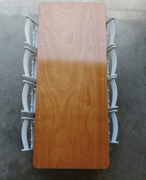 6 ft Commercial Rectangular Wood Folding Table for $10.00 each.